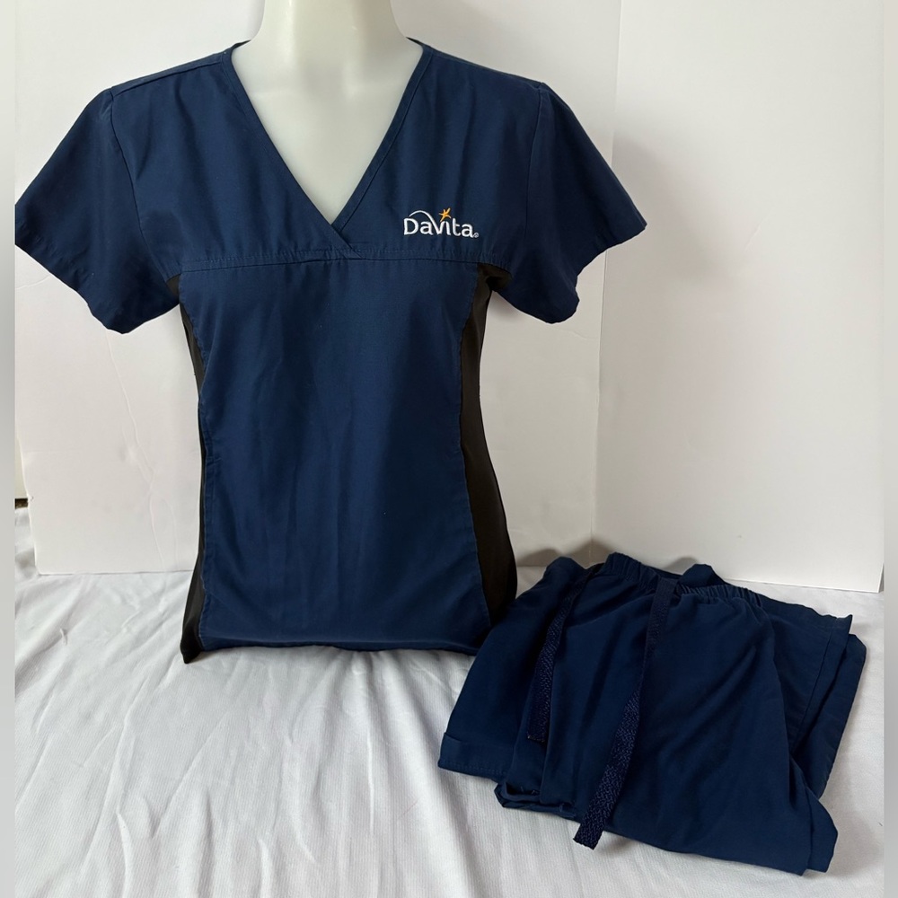 DaVita Navy Blue and Pink Scrub Sets- Bleach Proof